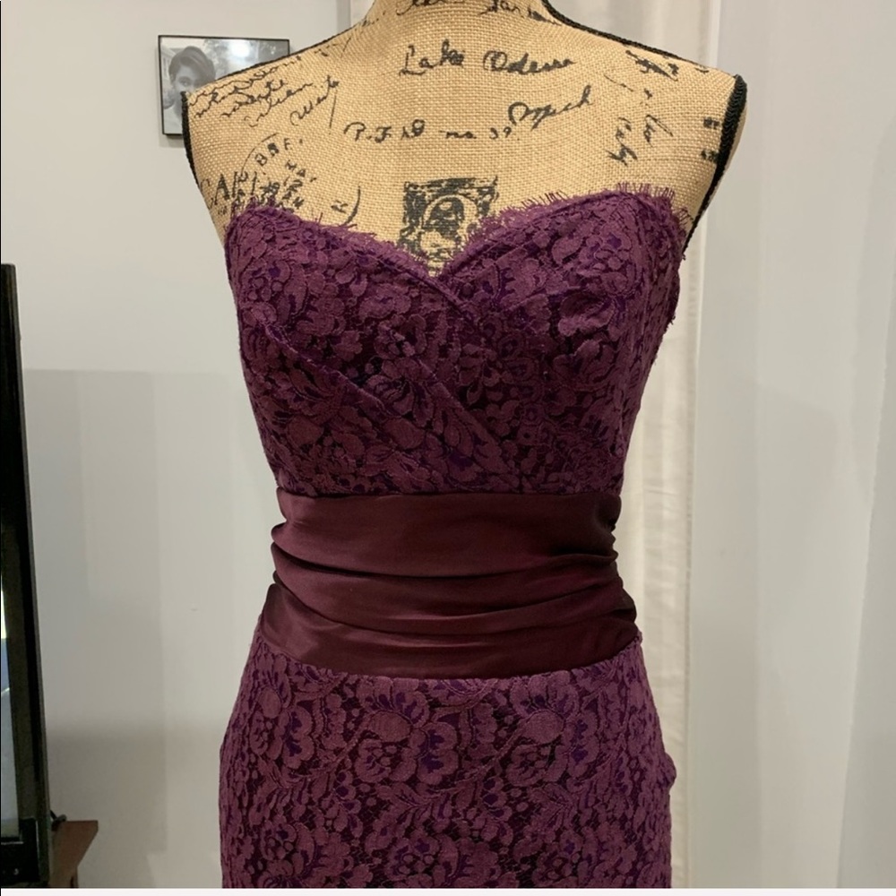 Mackenzie Michaels purple lace strapless dress 12 - Picture 2 of 8